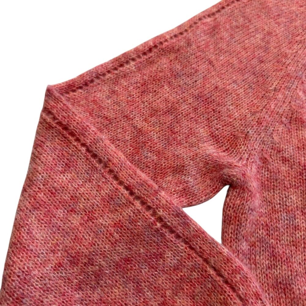 Pacas Sweater Baby Alpaca Merino Wool Coral Crewneck Pointelle Sleeves Womens XL - Picture 5 of 9